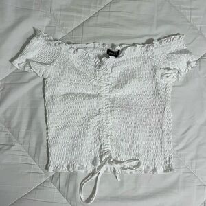 White Smocked Off-Shoulder Top